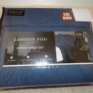 6-pc London Fog CAL KING Sheet Set Blue (2 extra pillowcases)